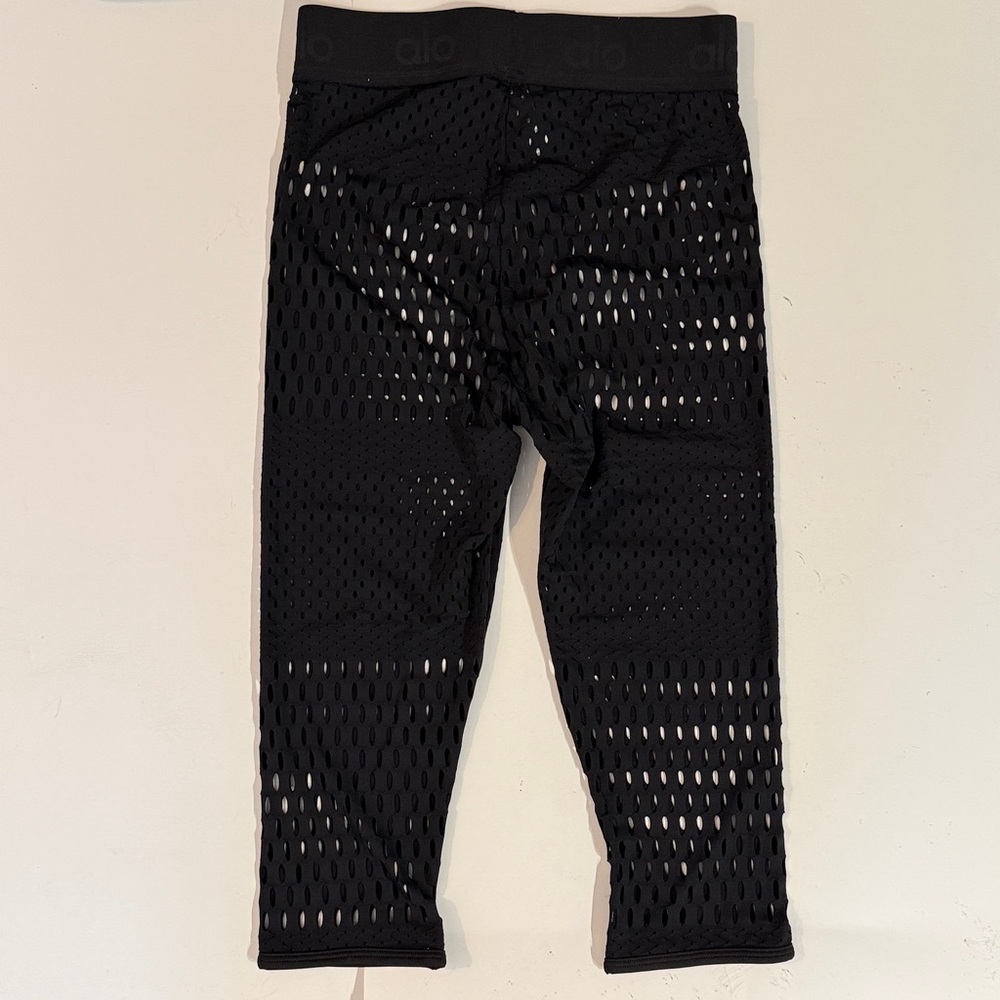 ALO Yoga Black Open Knit Perforated Leggings XS - Picture 7 of 7